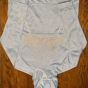 Women’s adidas Light Blue Mesh Pullover with pink Logo Tags